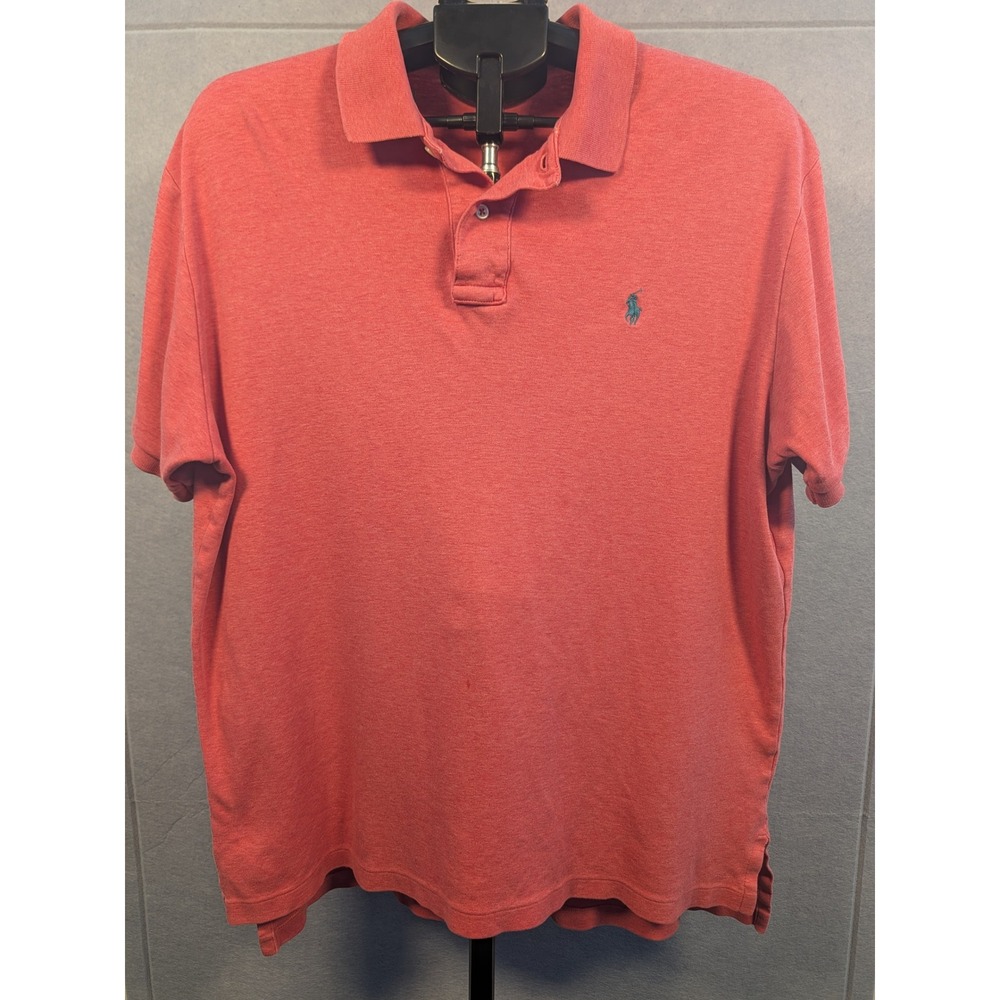Polo Ralph Lauren Polo Shirt Mens Large Pink Teal Pony Preppy Cotton Excellent‎